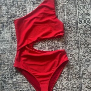 Beach Riot Red One-Shoulder Cutout One-Piece Swimsuit